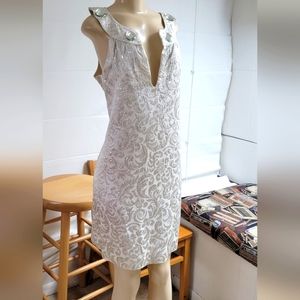 Vintage Steve Madden Dress Silver on White Sz 6